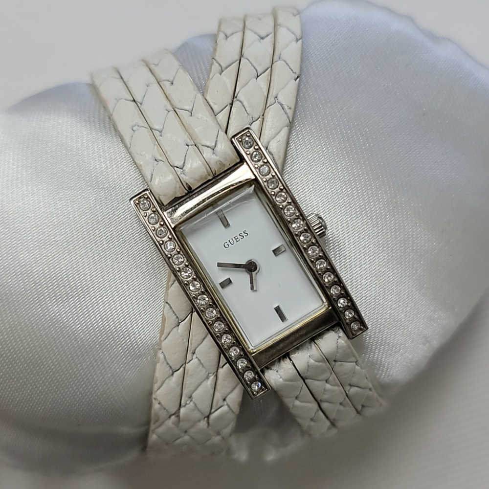 Guess double wrap woven leather dainty watch